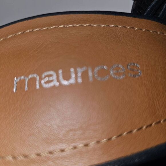 Maurices Shoes Womens Courtney Slingback Navy Black Peep Toe Mule Chunky Heel. S - Picture 11 of 11